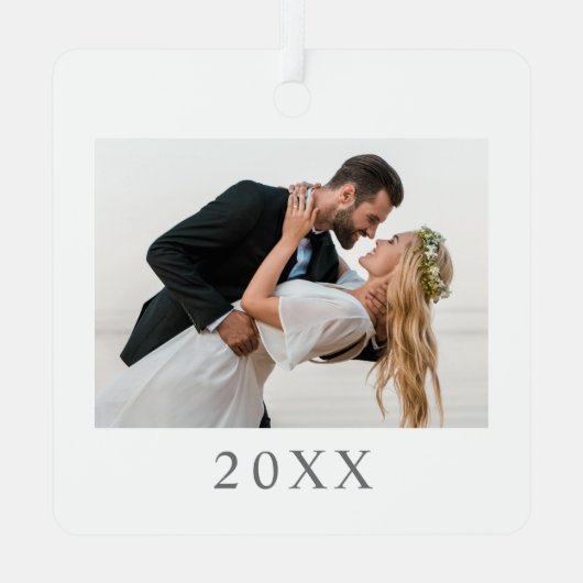 Ornement En Métal Première Noël Marié Script Calligraphie (Verso)