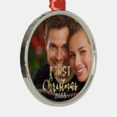 Ornement En Métal Première Noël Nouveaux mariés Photo Keepsaké (Droite)