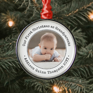 Ornement En Métal Premiers Noël des grands-parents Photo de bébé noi