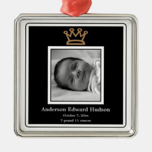 Ornement En Métal Prince Crown Baby Boy Photo Ornament