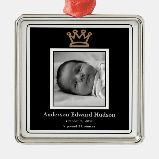 Ornement En Métal Prince Crown Baby Boy Photo Ornament (Devant)