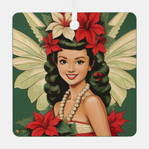 Ornement En Métal Princesse de Noël Tropical Rétro 50s