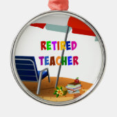 Ornement En Métal Professeur Retraité, Scène De Plage, (Devant)