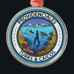 Ornement En Métal Providenciales Turks and Caicos Badge de plongée<br><div class="desc">Providenciales vectoriel design. Providenciales,  connue localement sous le nom de Provo,  est une île de l'archipel des Turks and Caicos,  dans l'océan Atlantique. Elle est entourée de plages de sable doux,  dont beaucoup sur la côte nord.</div>