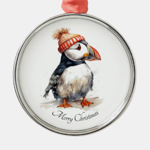 Ornement En Métal Puffin de Noël, personnalisable