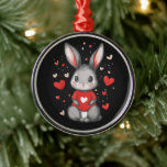 Ornement En Métal Rabbit Lover Heart Girl<br><div class="desc">Rabbit Lover Heart Girl</div>