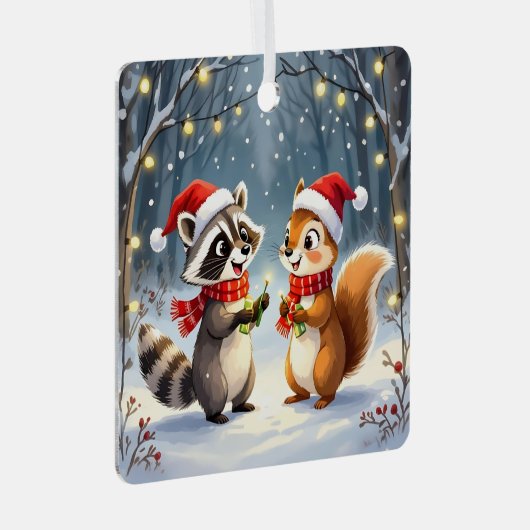Ornement En Métal Raccoon et écureuil suspendus lumières de Noël (Avant droite)
