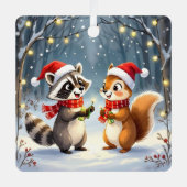 Ornement En Métal Raccoon et écureuil suspendus lumières de Noël (Recto)