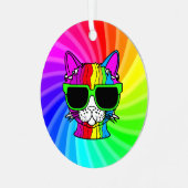 Ornement En Métal Rainbow Cat Twirl (Avant gauche)