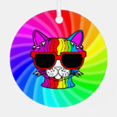 Ornement En Métal Rainbow Cat Twirl (Verso)
