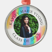 Ornement En Métal Rainbow Graduation Photo Elégant Custom Christmas (Devant)