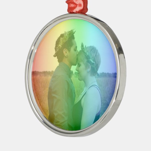 Ornement En Métal Rainbow Photo Christmas LGBTQ (Gauche)