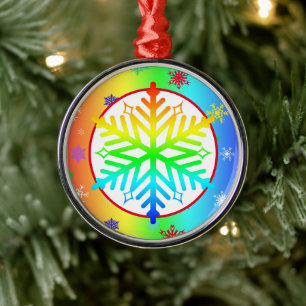 Ornement En Métal Rainbow Snowflakes Noël LGBTQ