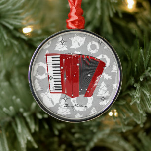 Ornement En Métal Red Accordion sparkling Christmas Ornament