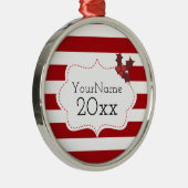 Ornement En Métal Red and White Christmas Magic Customizable (Droite)