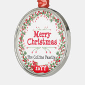 Ornement En Métal Red Berries Joyeuse couronne de Noël (Gauche)