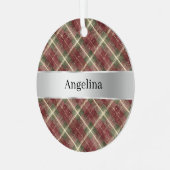 Ornement En Métal Red Green Plaid Silver Ribbon Christmas (Avant gauche)