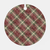 Ornement En Métal Red Green Plaid Silver Ribbon Christmas (Verso)