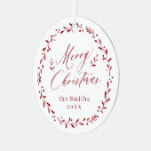 Ornement En Métal Red Modern script Joyeux Noël Holiday (Avant gauche)