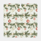 Ornement En Métal Red Stripes Bows Christmas Deer in Window (Verso)