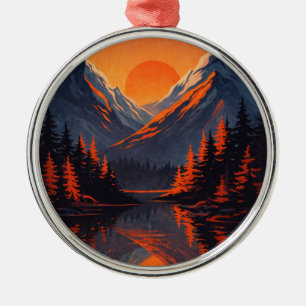 Ornement En Métal Reflet de coucher de soleil de montagne sur un cie