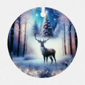 Ornement En Métal Reindeer Forêt de Noël enchantée (Recto)