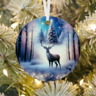 Ornement En Métal Reindeer Forêt de Noël enchantée