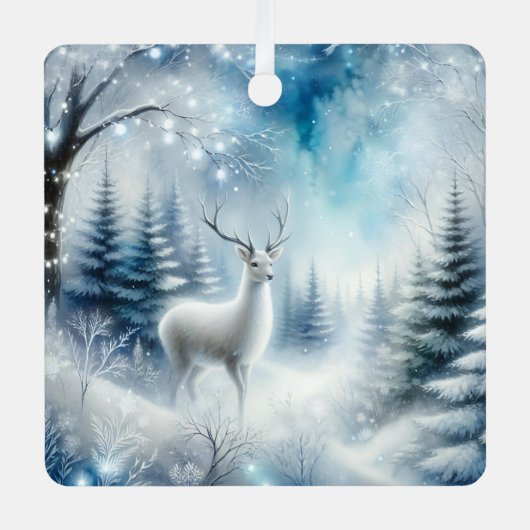 Ornement En Métal Reindeer Forêt de Noël enchantée (Recto)