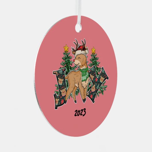 Ornement En Métal Reindeer Joie Noël (Avant droite)