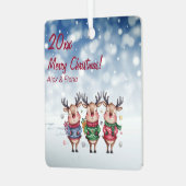 Ornement En Métal Reindeer sapin de Noël enneigement métal Carré orn (Avant gauche)