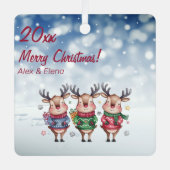 Ornement En Métal Reindeer sapin de Noël enneigement métal Carré orn (Recto)