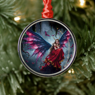 Ornement En Métal Reine des fées de fantasy sombre avec des ailes de