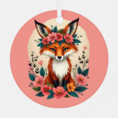 Ornement En Métal Renard de Boho Whimsical avec forêt de Couronne Fl (Verso)