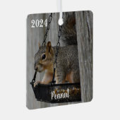 Ornement En Métal Renard Écureuil Mignon Personnalisé (Avant droite)