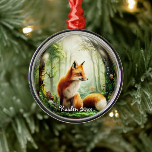 Ornement En Métal Renard rouge mignon dans Snowglobe
