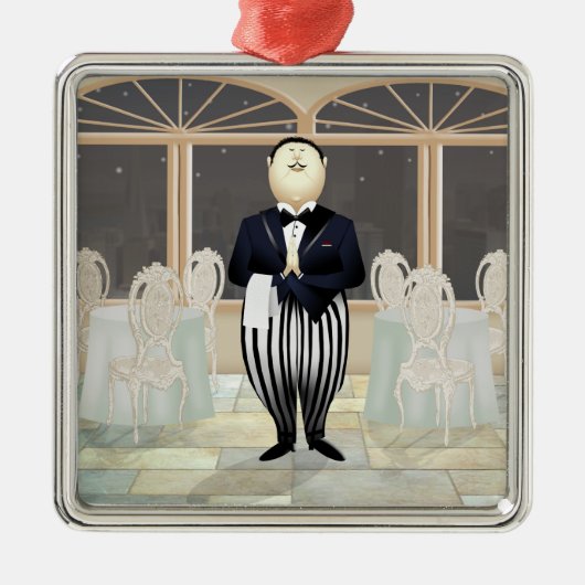 Ornement En Métal Restaurant Waiter (Devant)