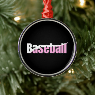 Ornement En Métal Résumé de Baseball Swish - Art de mots girly