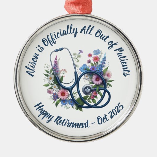 Ornement En Métal Retraite personnalisée des infirmières (Devant)