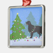 Ornement En Métal Retriever à revêtement plat noir - Forêt de Noël (Gauche)