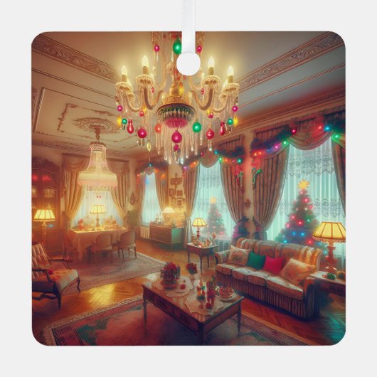 Ornement En Métal Retro Kitsch Retro Noël personnalisé (Recto)