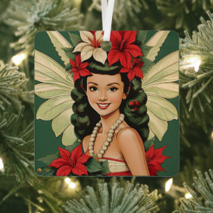 Ornement En Métal Retro les années 50 Tropical Christmas Princesse
