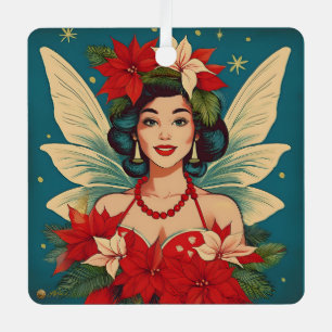 Ornement En Métal Rétro Reine de Beauté Pin-Up de Noël Tropical des