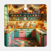 Ornement En Métal Rétro rose kitsch rétro Noël personnalisé (Recto)