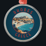 Ornement En Métal Rhodes Grèce Cercle en détresse rétrograde<br><div class="desc">Rhodes conception de déplacement vectoriel rétro. Rhodes,  la plus grande des îles du Dodécanèse de Grèce,  est connue pour ses stations balnéaires et ses ruines antiques.</div>