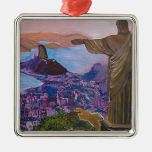 Ornement En Métal Rio de Janeiro avec le Christ le rédempteur