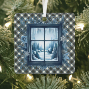 Ornement En Métal Robe bleue Stewart tartan de clan écossais Noël