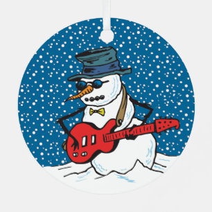Ornement En Métal Rocking Snowman Jouer Une Guitare