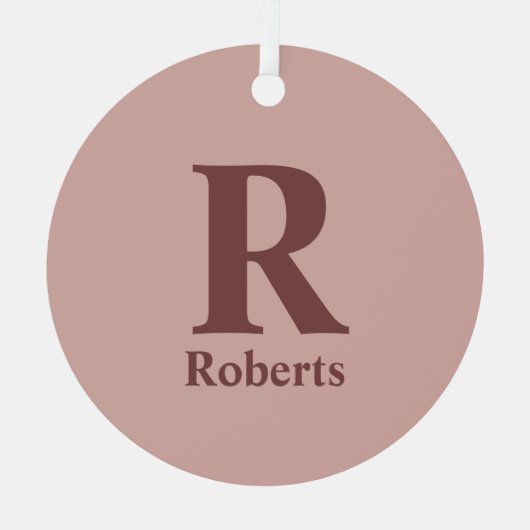 Ornement En Métal Rose de cannelle Initiale/Première/Nom de famille (Recto)