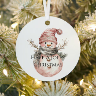 Ornement En Métal Rose Gold Noël Arbre Sucres de canne Snowman
