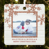 Ornement En Métal Rose Gold Snowflake élégant à double face